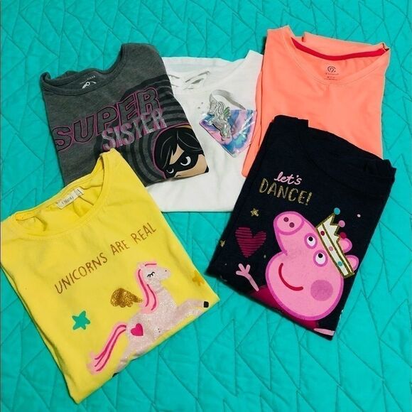 Set of Girl's Short-sleeve Tops (5)‎ - Picture 1 of 16